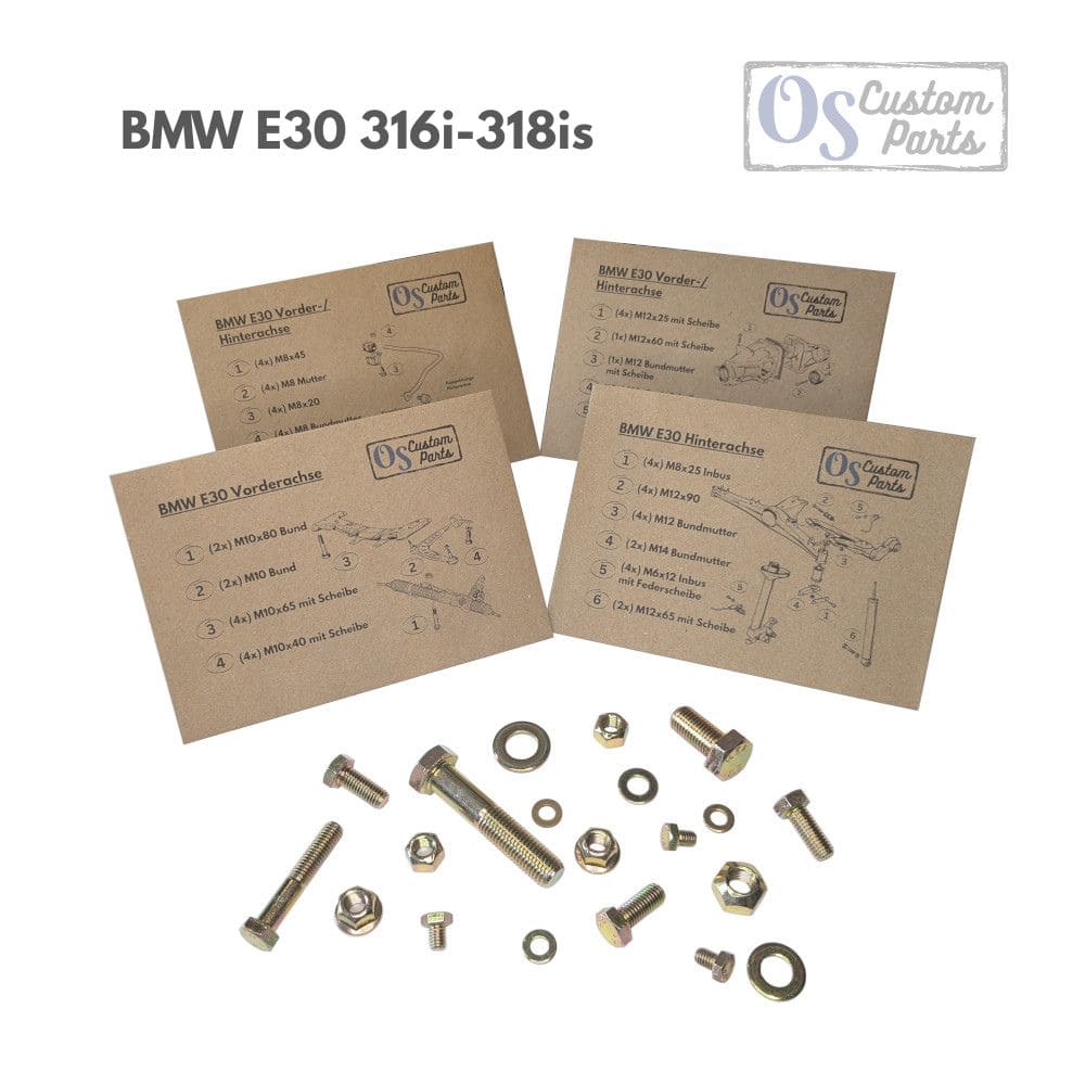 BMW E30 Schrauben Set Schraubensatz Vorderachse Hinterachse Fahrwerk